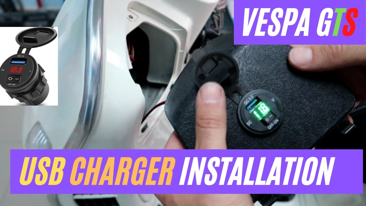 How to install usb charger in vespa gts (motorcycle usb charger)