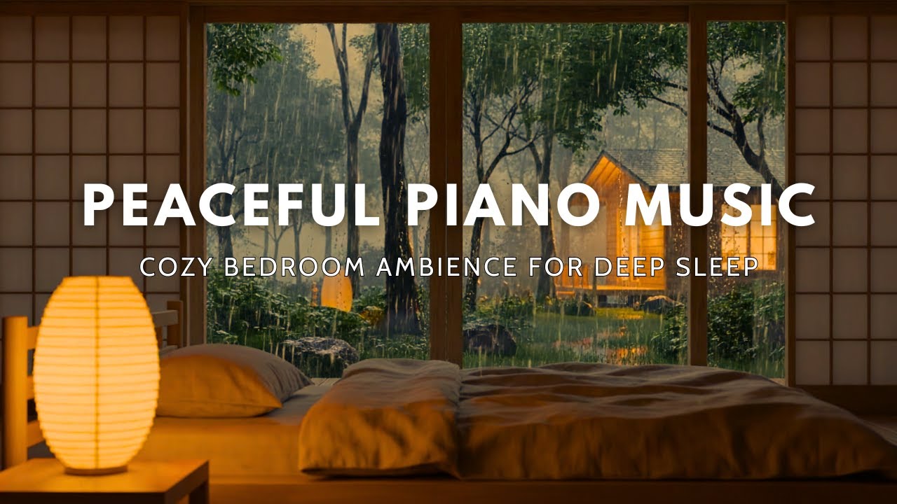 5 Hours of Rain Sounds and Piano Music - Cozy Bedroom Ambience for Deep Sleep and Healing
