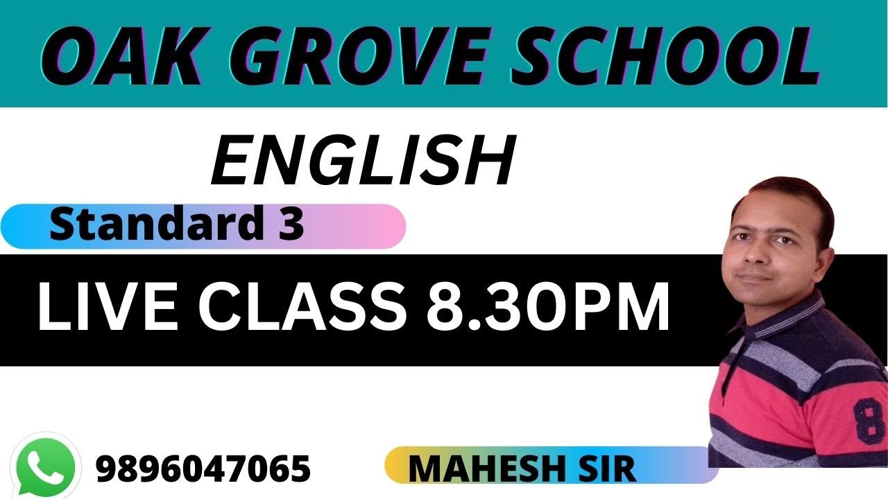 OAK GROVE SCHOOL EXAM | ENGLISH | Class 3 | SOLUTION PAPER 2022