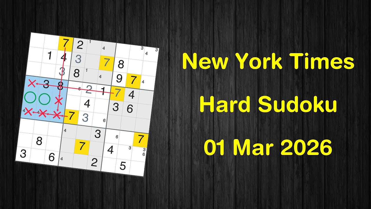 New York Times Hard Sudoku 01 Mar 2026 - Solve with Phidoku