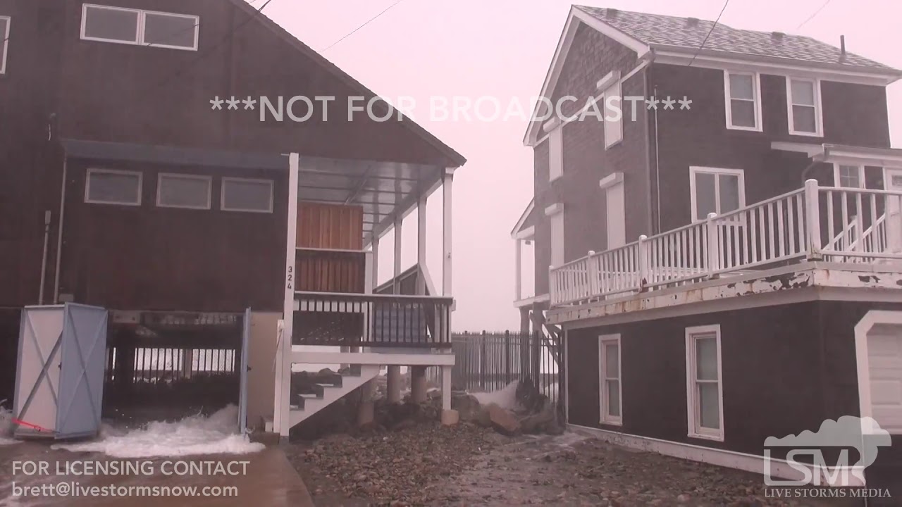 3-2-2018 Marshfield, Ma Surge flooding  ocean running down streets man trapped in car dramatic