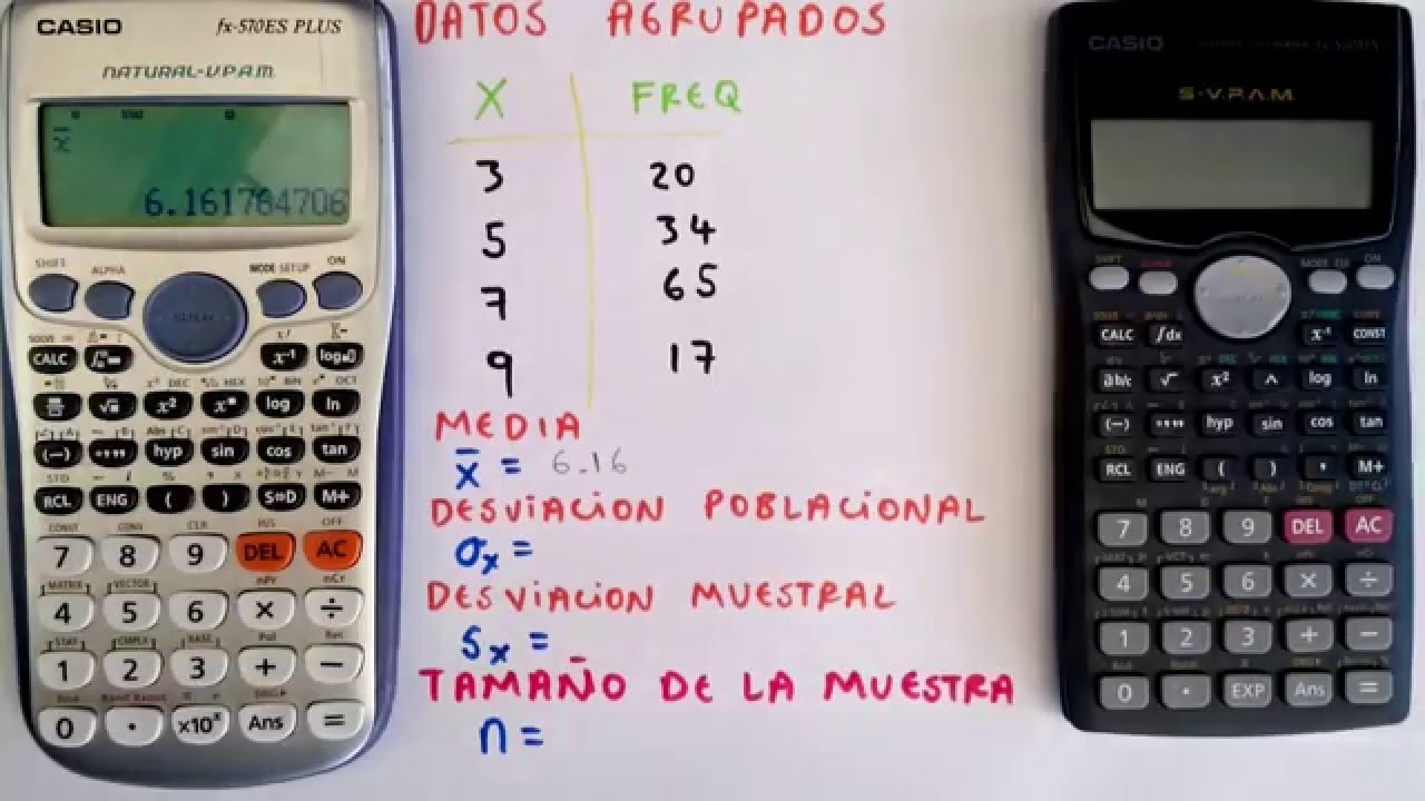 Media y Desviación Estándar con tablas de frecuencia CALCULADORA CASIO