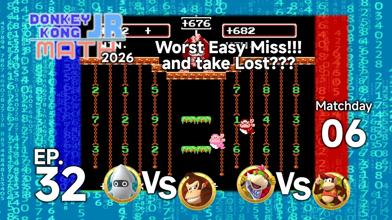 BCG Donkey Kong Jr. Math 2026 EP 32 MD 06 - Blooper VS Donkey Kong , Bowser Jr. VS Diddy Kong