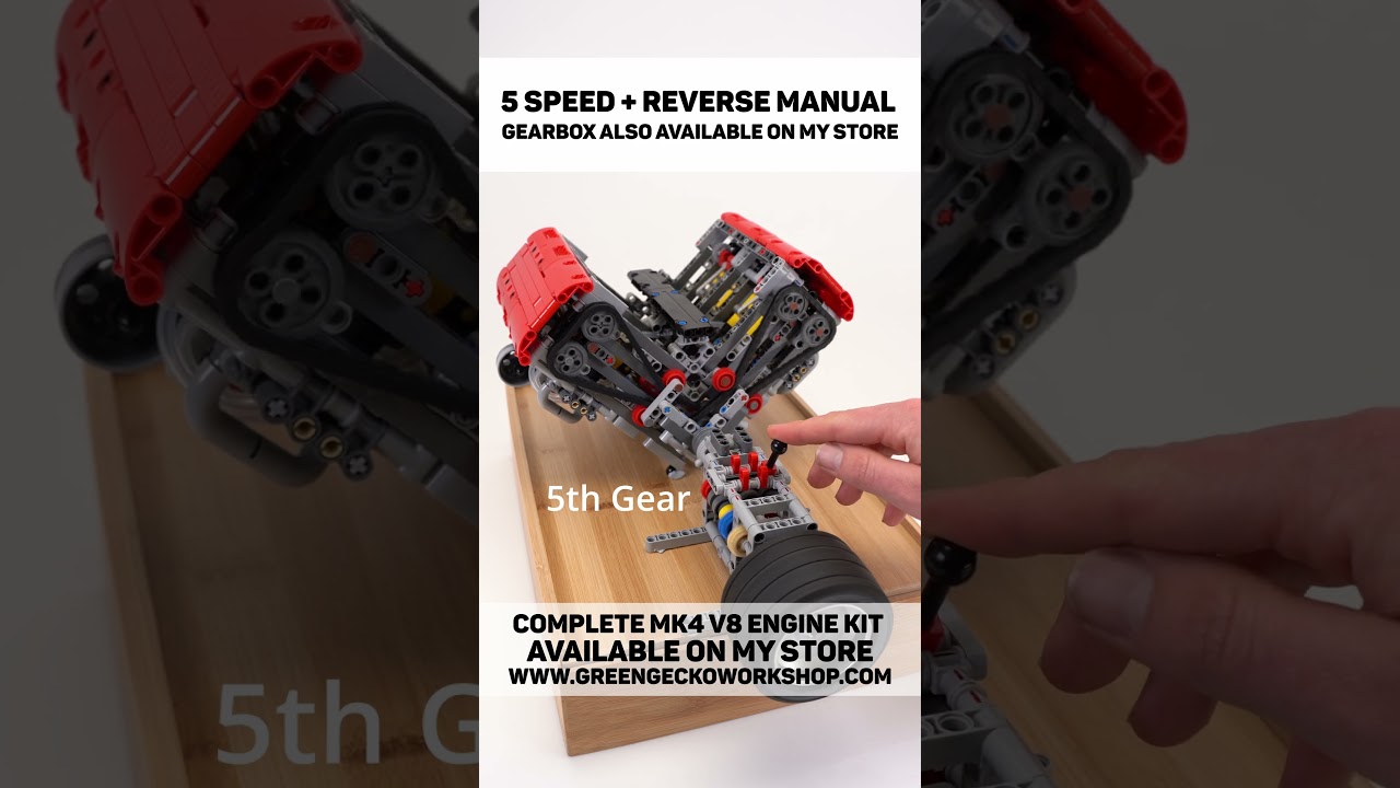 Air Powered Lego MK4 V8 Twin Turbo Engine + 5 Speed Manual Gearbox! Lego Pneumatic Engine - 2000RPM!