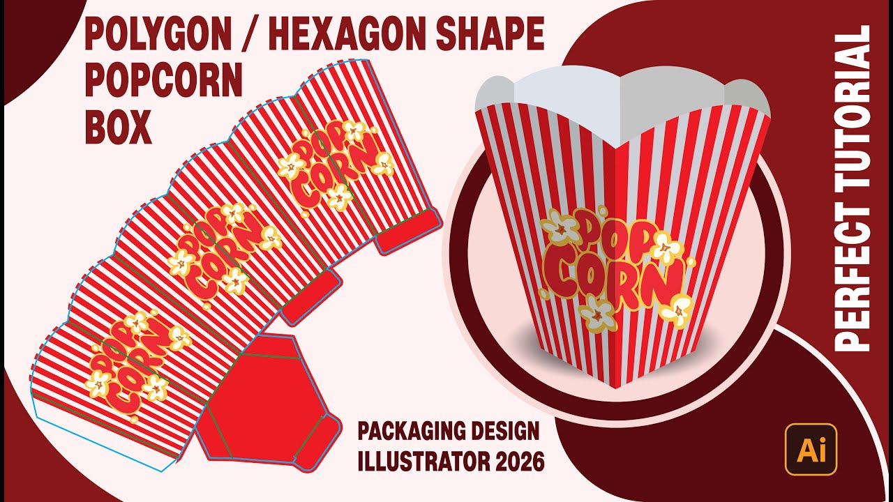 How to Make Hexagon Popcorn Box Dieline | Adobe Illustrator Packaging Design Course