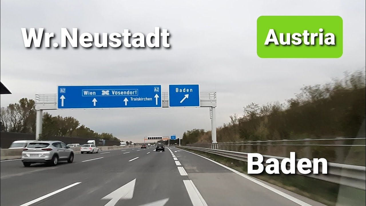 Austrian roads. Autobahn A2 E59. Road to Vienna. Austria Wr.Neustadt - Baden. European roads.
