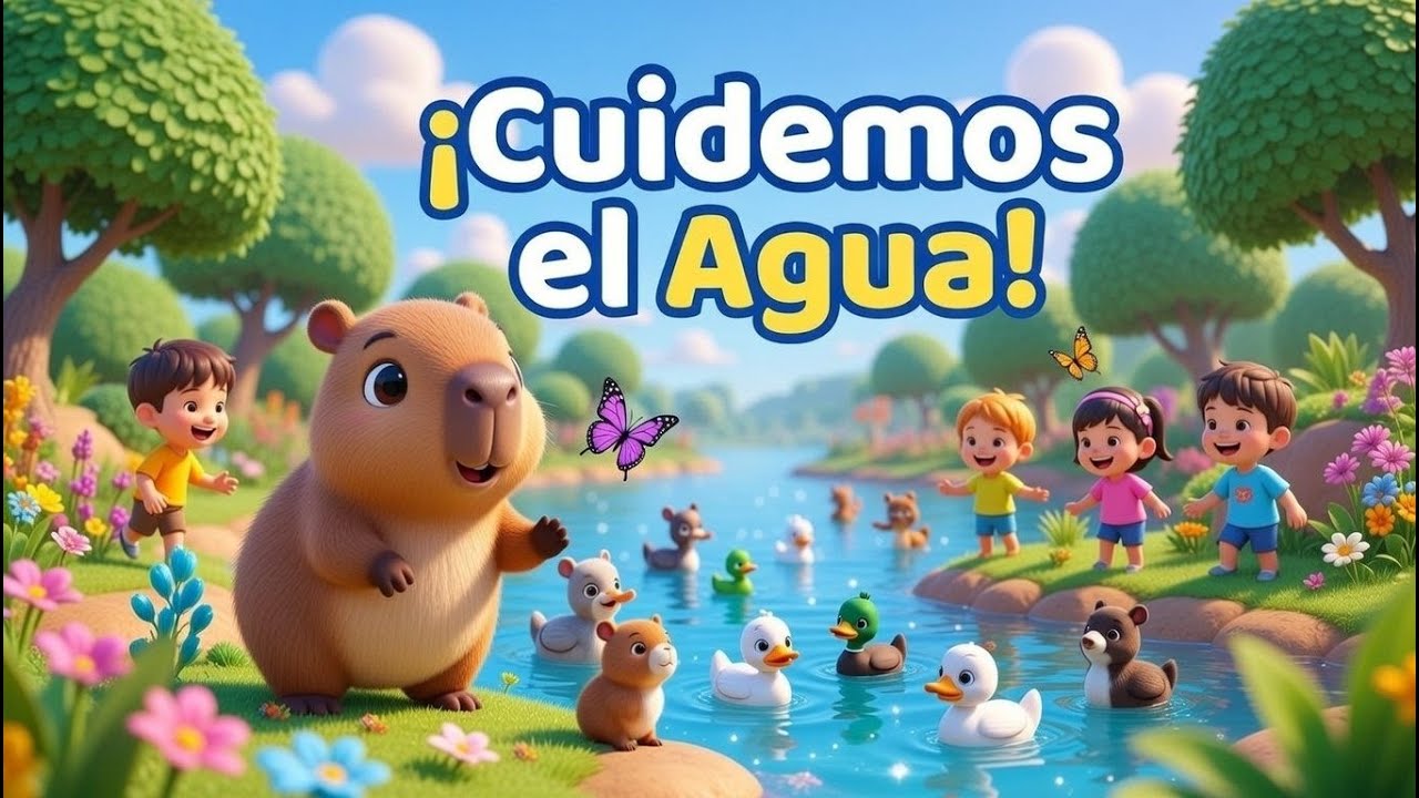 “El Capibara Cuida el Agua 🐾💧 | Canción Infantil Educativa | Cuidar el Planeta”