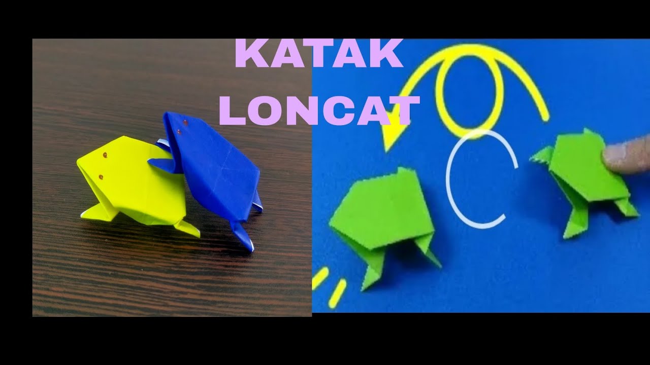 origami toy 'front flip frog'.tutorial membuat katak loncat