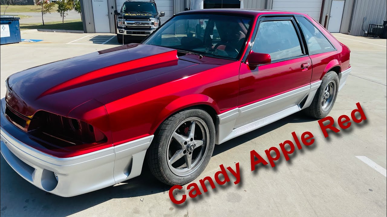 Painting Candy Apple Red on A pro charged fox body Mustang | MUST SEE!!￼