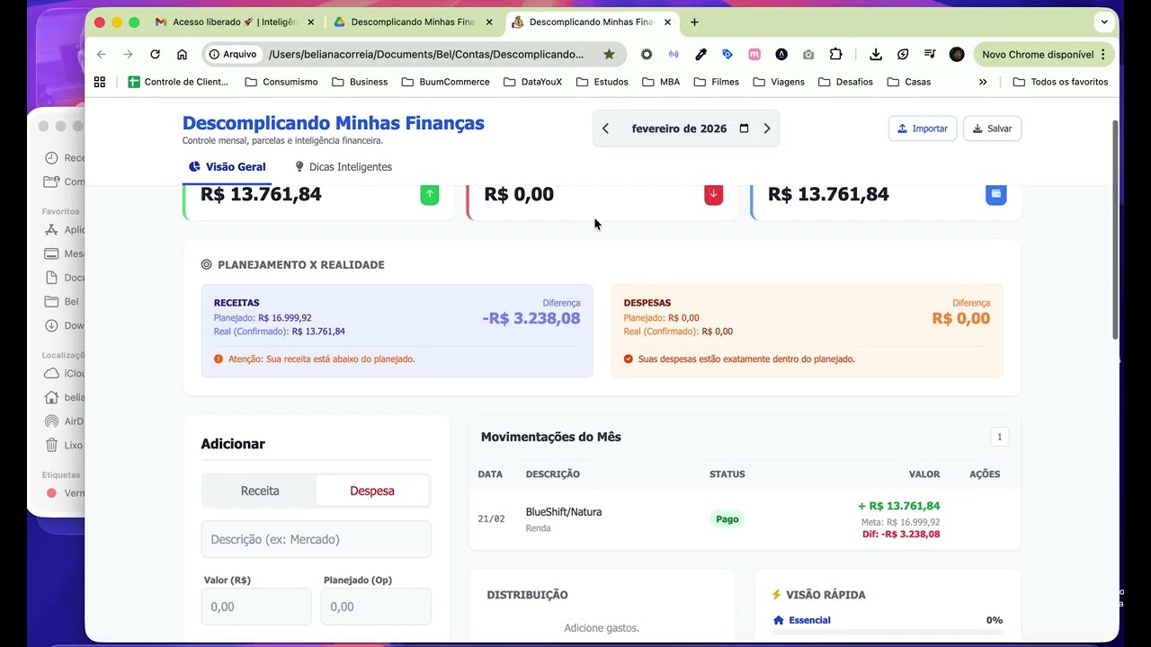 Descomplicando minhas finanças - Como abrir os arquivos!