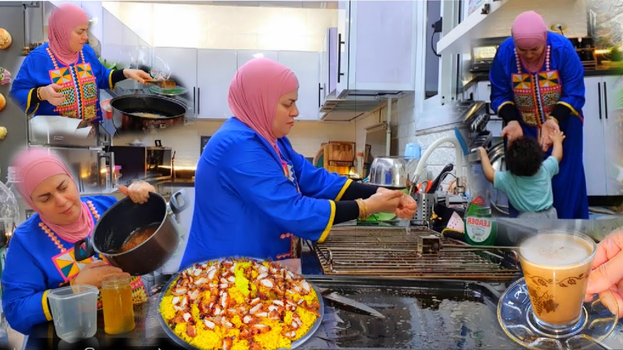 مطبخ رشروشا🌿متجيش علي نفسك وتدي بزياده محدش بيطمر فيه🤚🏻عملتلهم رز ريزو وبانيه حلو كنافه بالكريمه👌