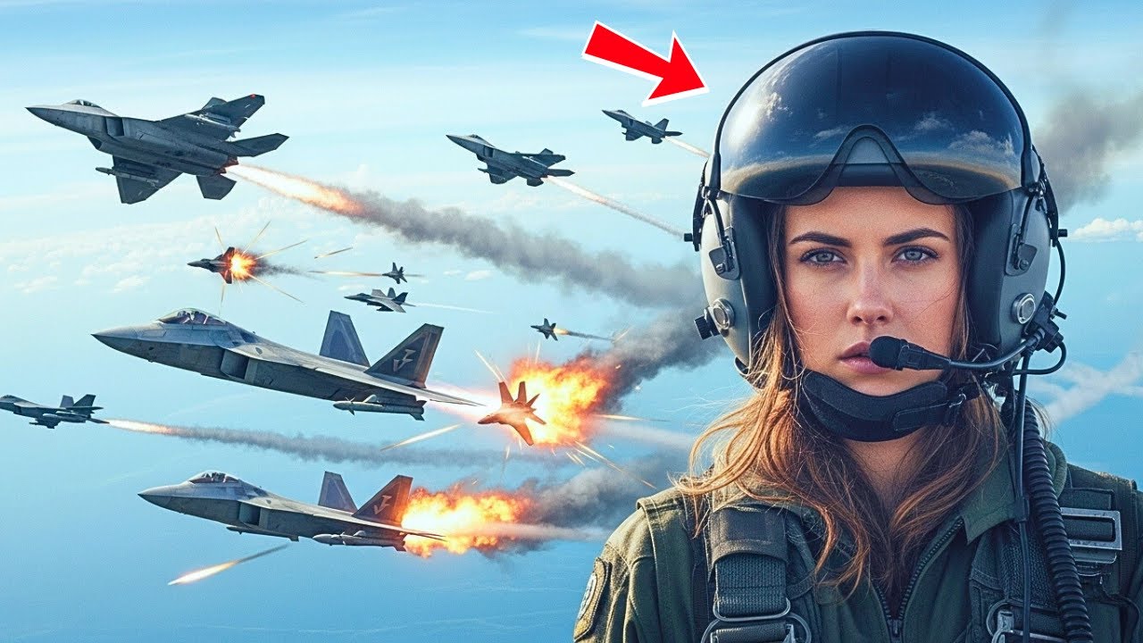 40 вражеских самолетов атаковали базу — затем женщина-пилот F-22 предприняла быстрые действия и...