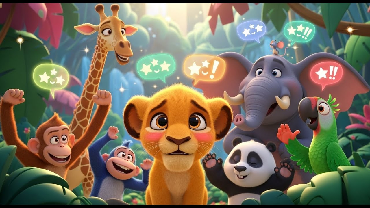 Brave Little Lion 🦁🎶 | Animal Story Rhyme – **Meloo** Fun Kids Song!