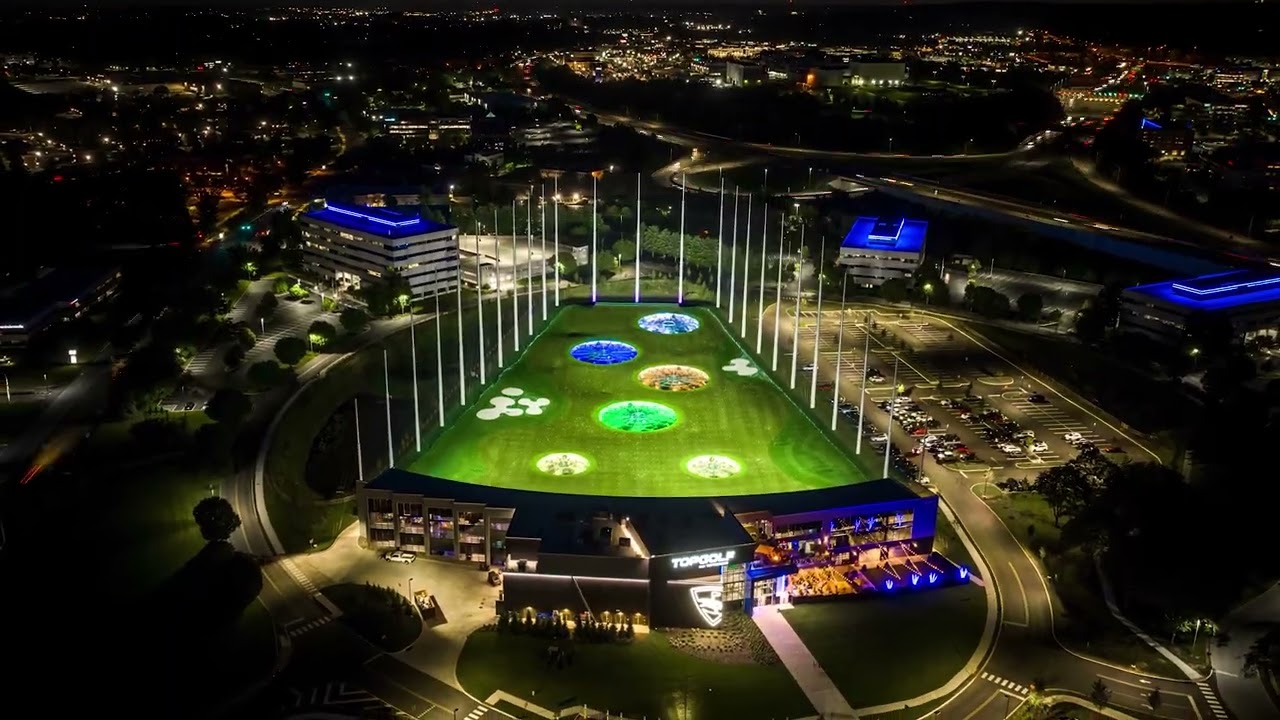 Top Golf Drone Footage Day to Night