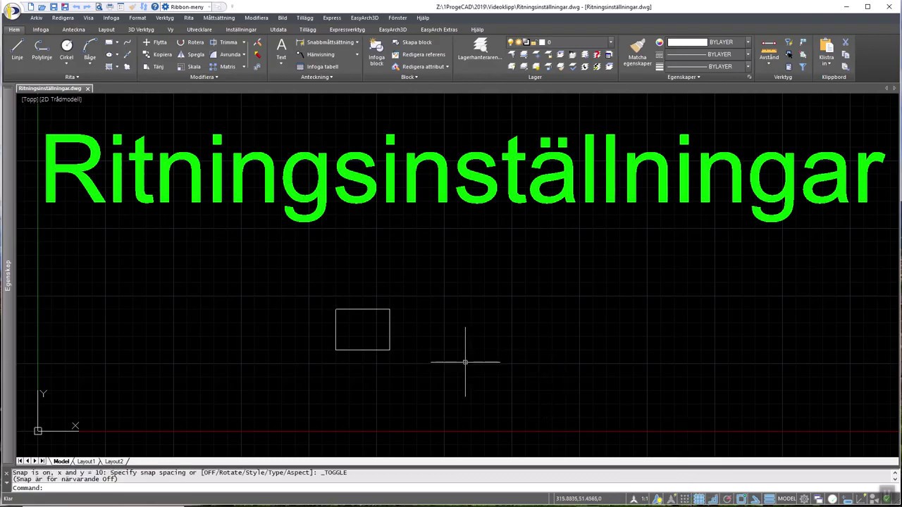 Ritningsinställningar i ProgeCAD