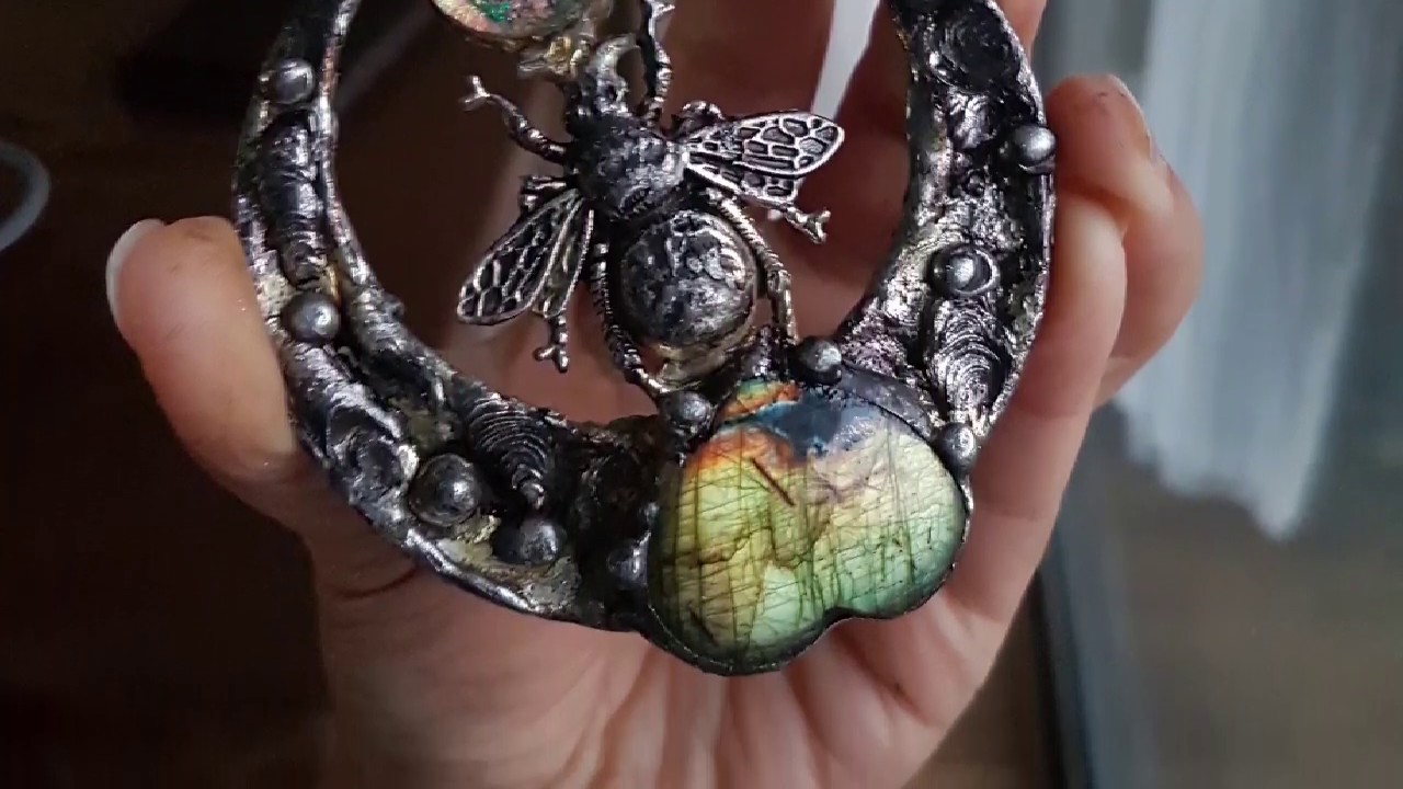 Soft solder Honey Bee Pendant | Molten lava attaching components | Tin jewellery