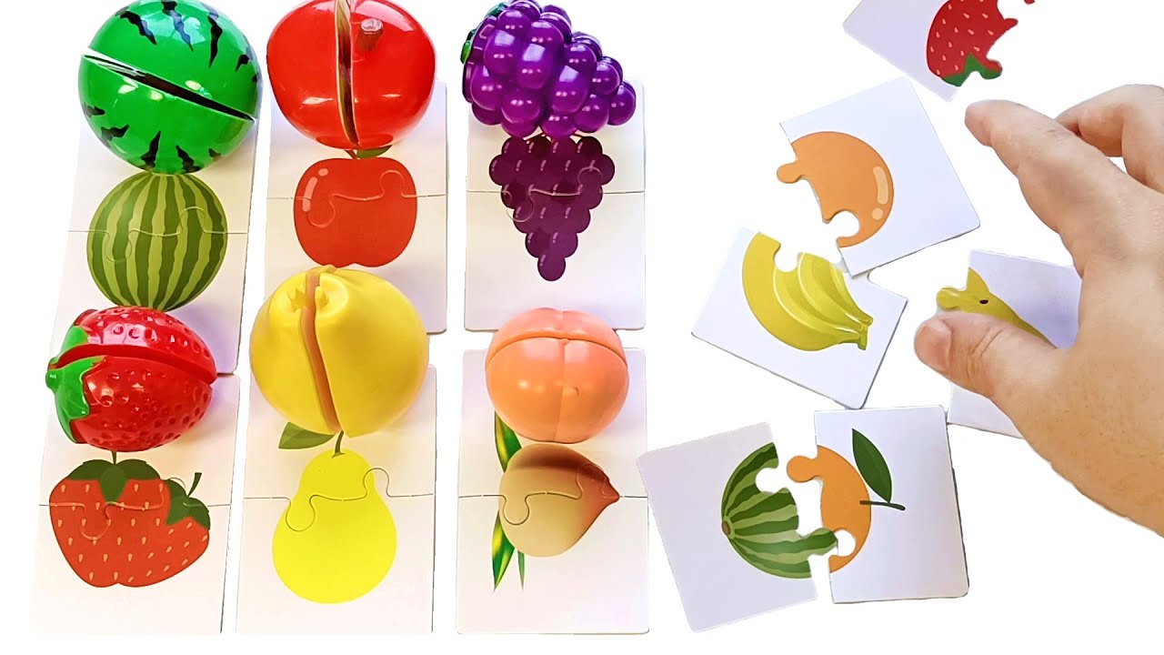 Learn Fruits Names to Kids by Puzzle Card in English and Indonesian