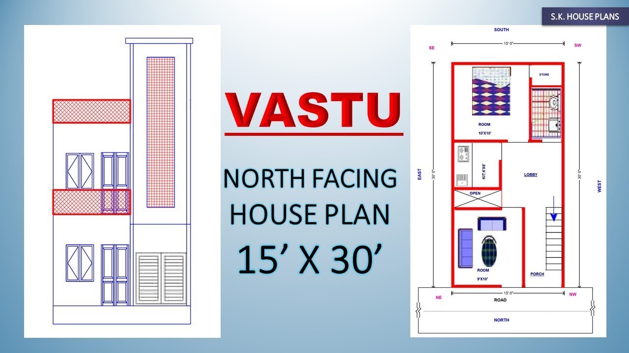 Vastu North Facing House Plan 15' X 30' / 450 SQ.FT / 50 SQ.YDS / 42 SQ.M