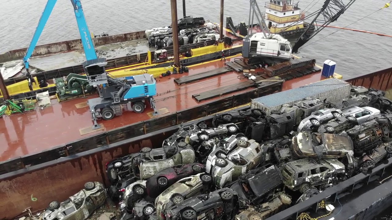 DRONE AT CAR BARGE!! on February 19, 2021