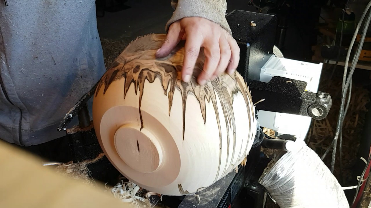 Ambrosia bowl woodturning Time-lapse