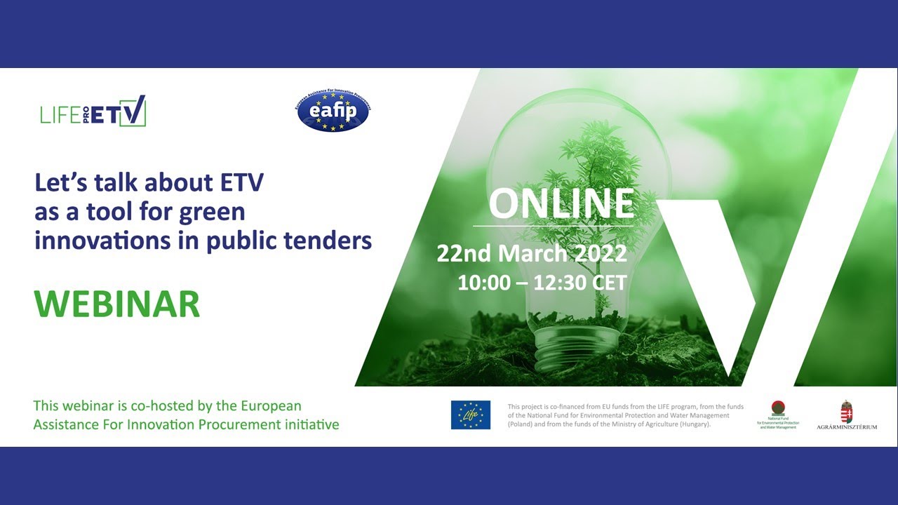 Webinar „Let’s talk about ETV as a tool for green innovations in public tenders”