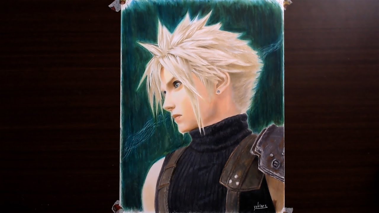 Drawing Cloud Strife (Final Fantasy VII Remake) - Colored Pencil クラウド 色鉛筆 | yukiart