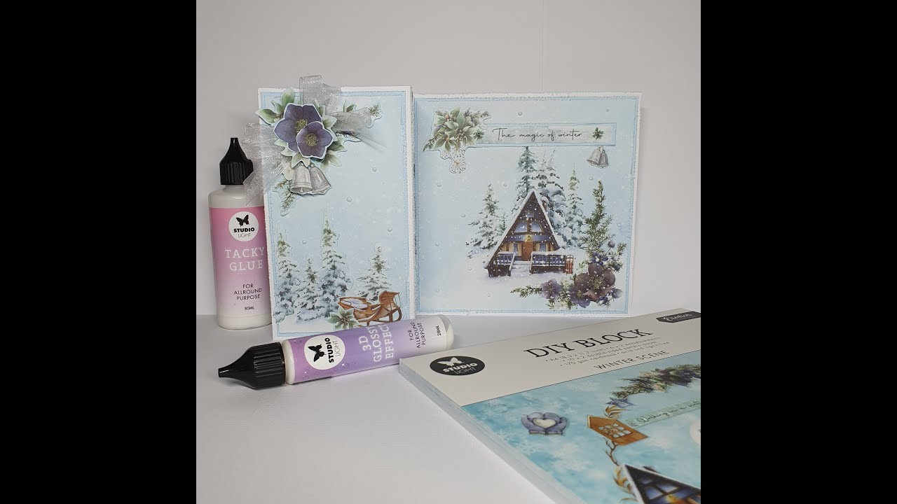 Folding card with Diy-Block SL-ES-DCB60 winter scene from Studiolight