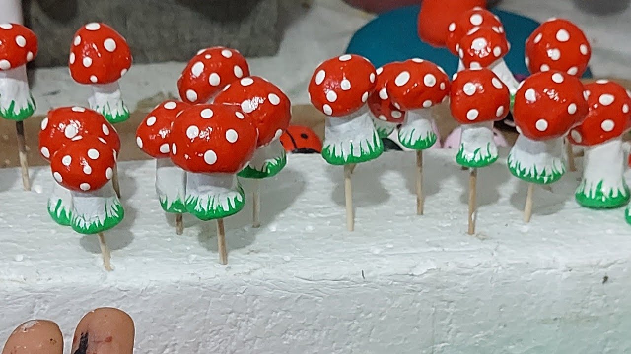 Como fazer mini Cogumelos de rejunte  #artesanato #jardim #arte