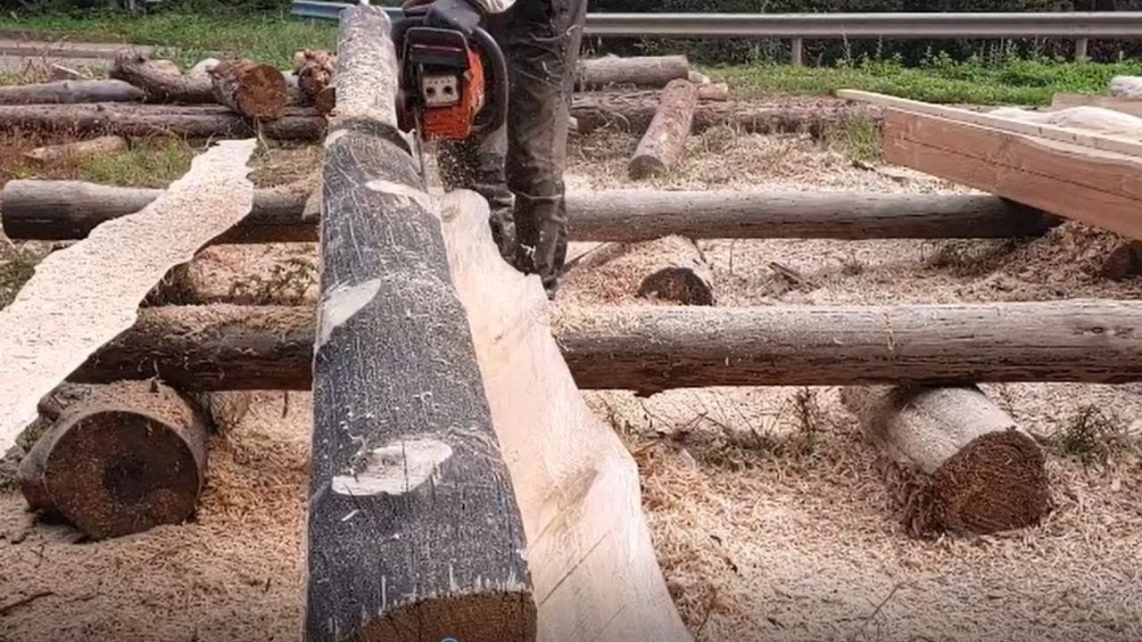 Изготовление стильных балок ханок (балка, перекладина) из бревна, корея, плотник, столярные изделия
