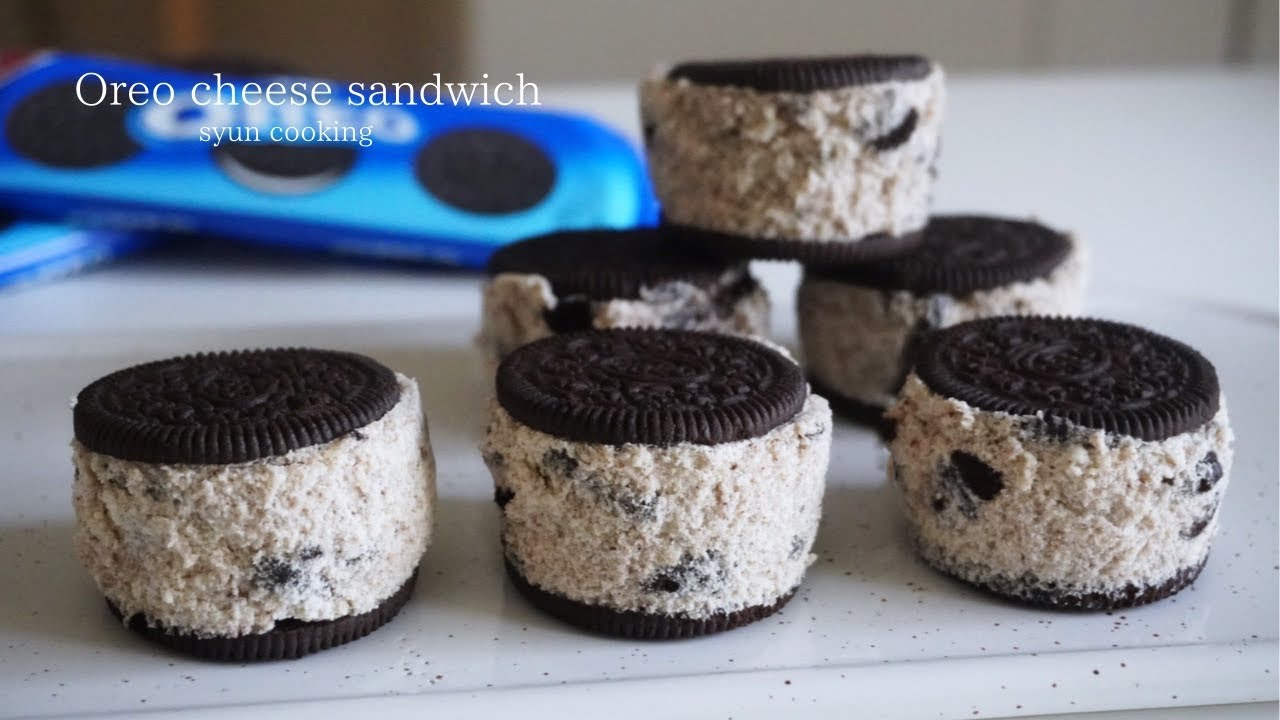 [材料4つ・ゼラチンなし] 簡単冷やすだけ！オレオチーズサンド作り方 Oreo cheese sandwich 오레오 치즈 샌드위치