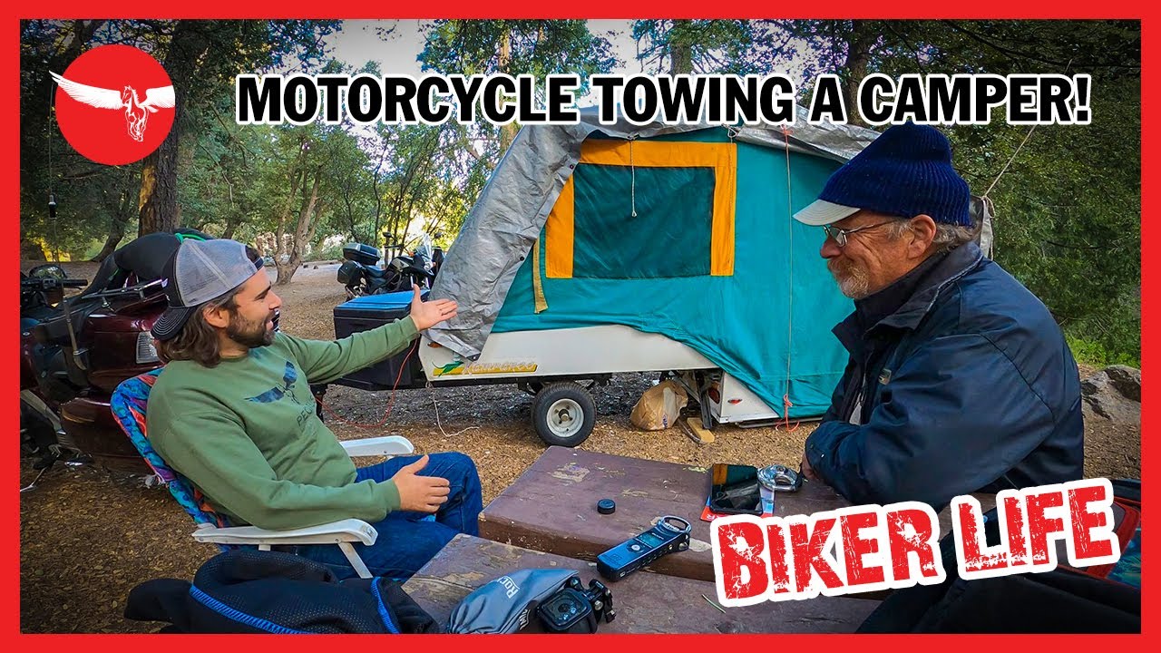 MOTORCYCLE CAMPER & Hitch Options, & a Gold Wing GL1800 towing a Kamparoo Cub Tent Trailer Review!