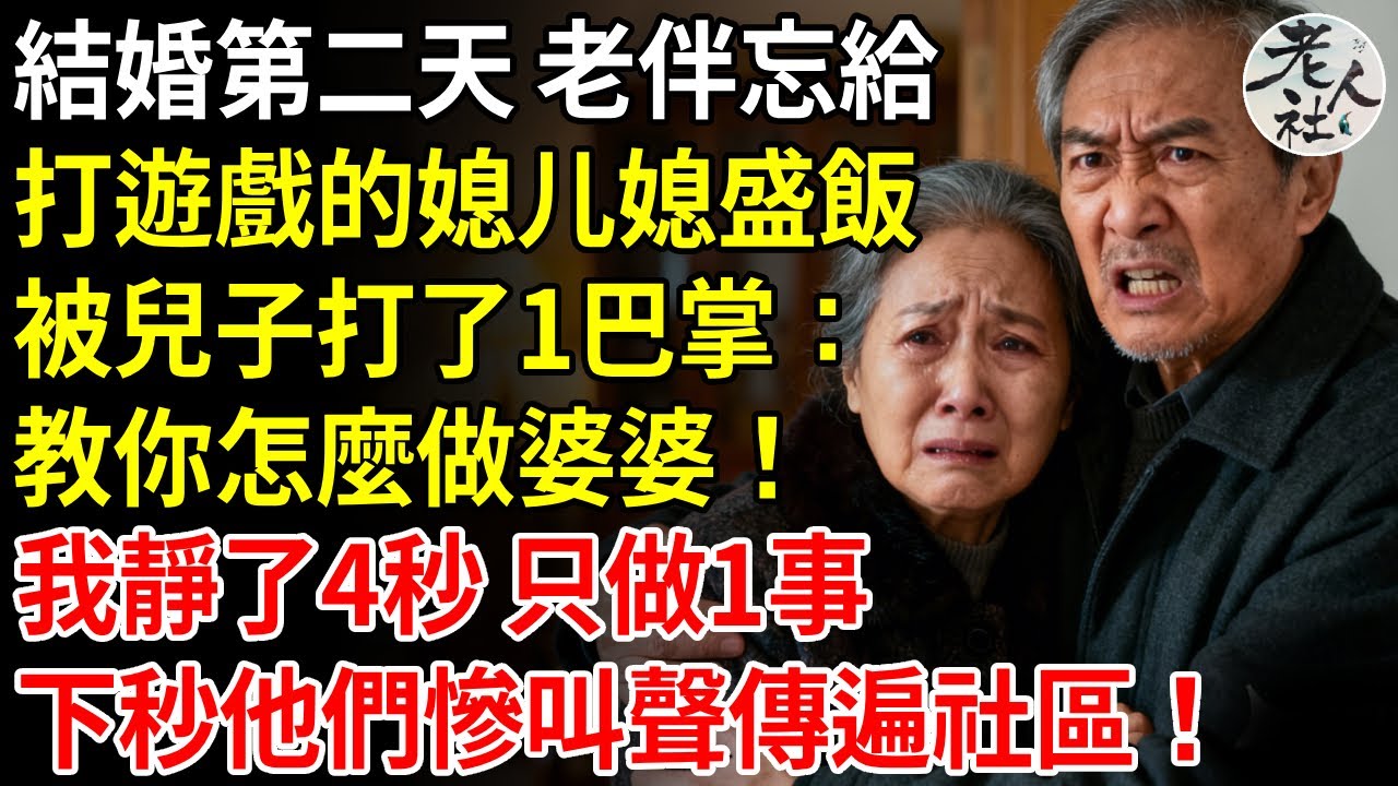 結婚第二天，老伴忘給打遊戲的媳婦盛飯，兒子給了她一耳光：教你怎麼做婆婆！我靜了4秒 只做1事，下秒他們慘叫聲傳遍社區#養老#退休金#不肖子孫#老年生活#老人社