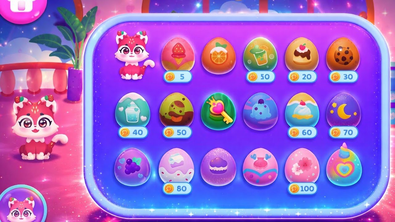 Cotton candy kitten 🐾 open gifts hatch kitty😺 eggs mini games 🎯