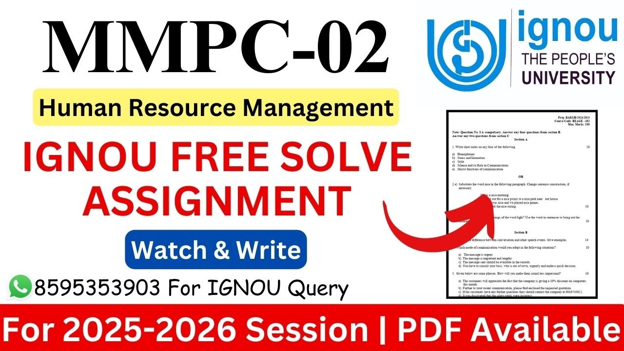 IGNOU MMPC-02 2025-2026 Solve Assignment | IGNOU Free Solve Assignment 2025-2026 | IGNOU |