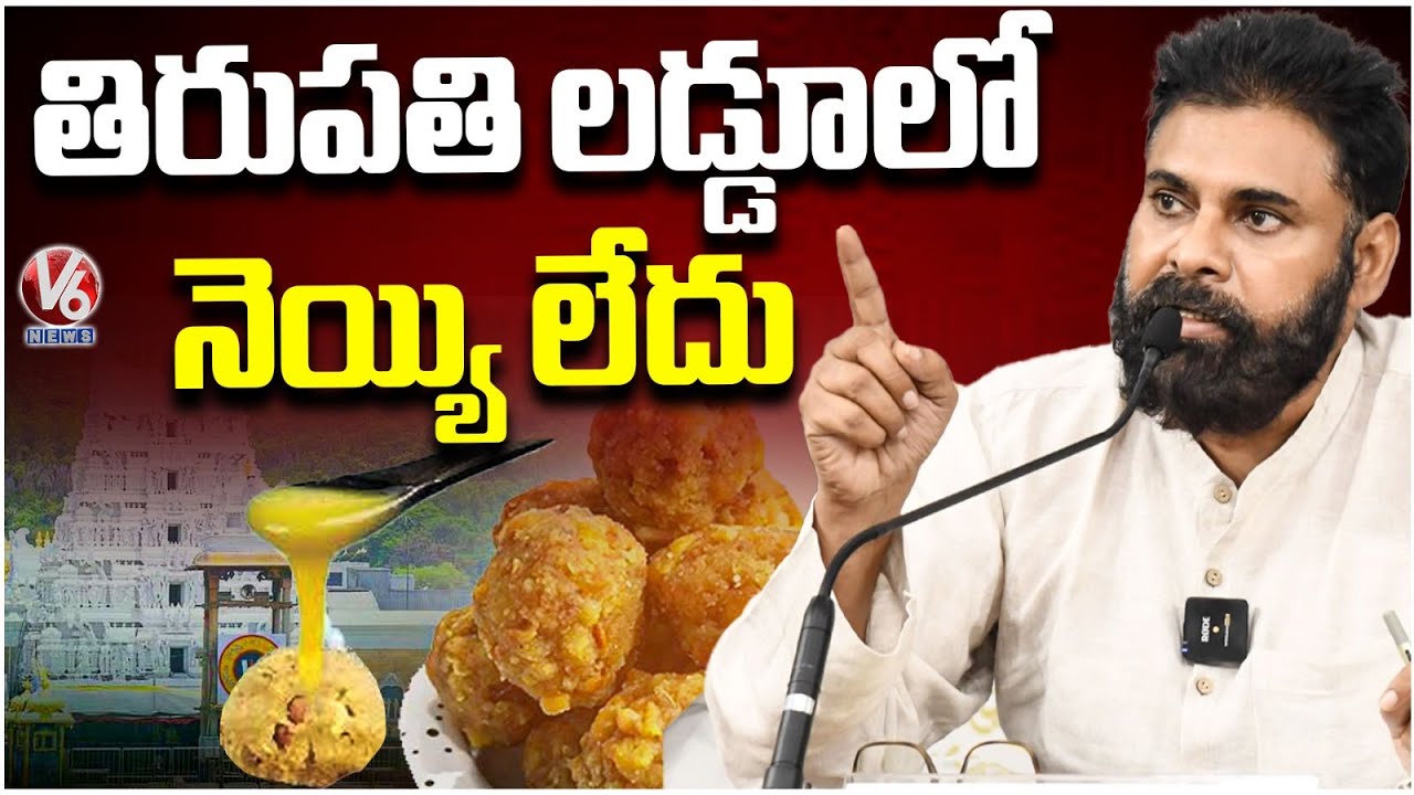 No Ghee In Tirumala Laddu In YCP Ruling : AP Dy CM Pawan Kalyan | V6 News