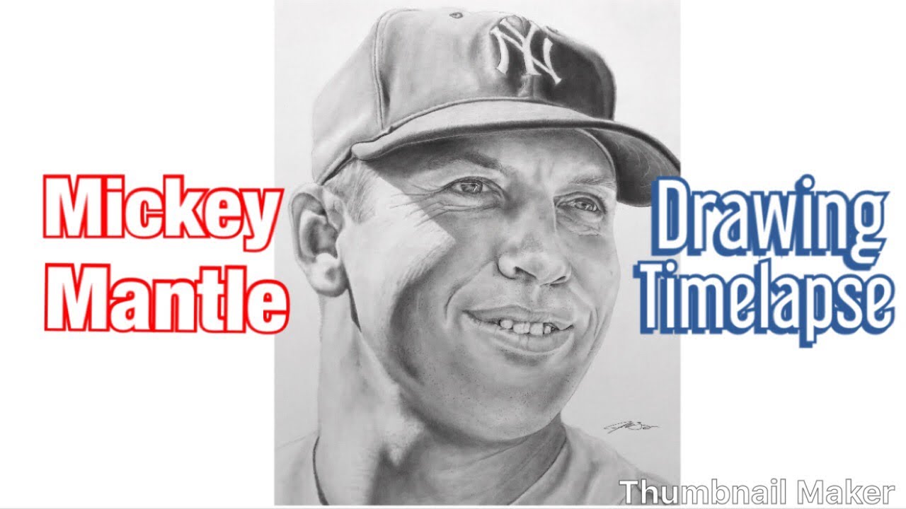Mickey Mantle Pencil Drawing Timelapse - Jacob Burgess