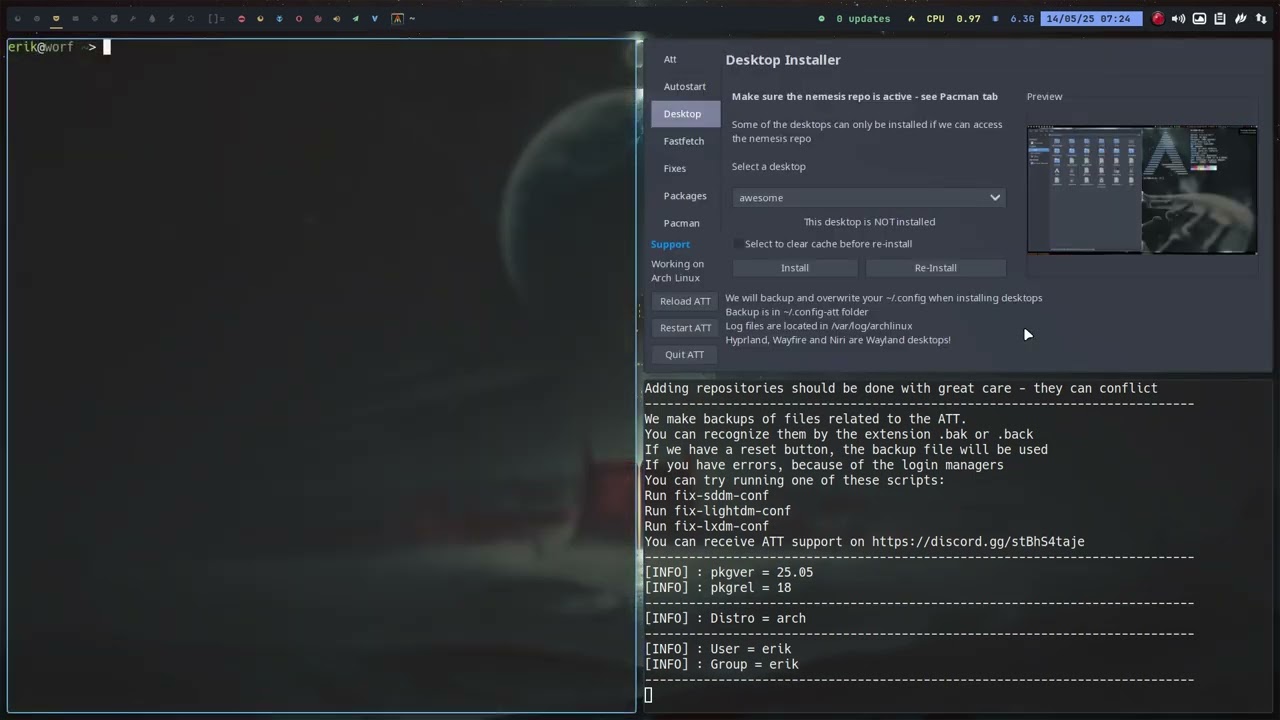 Edu News 003 : ArchLinux Tweak Tool or ATT will be continued in a slimmed down version