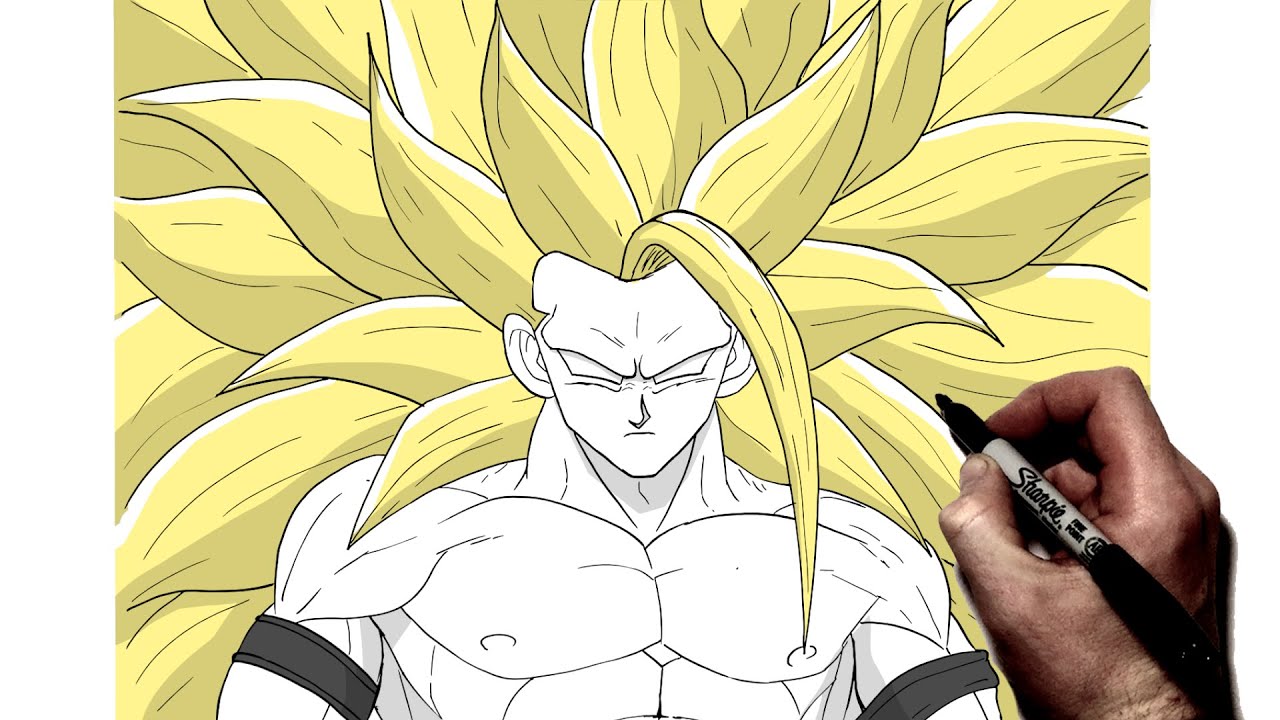 Как нарисовать Гоку SSJ 100 | Пошаговое руководство | Dragon Ball