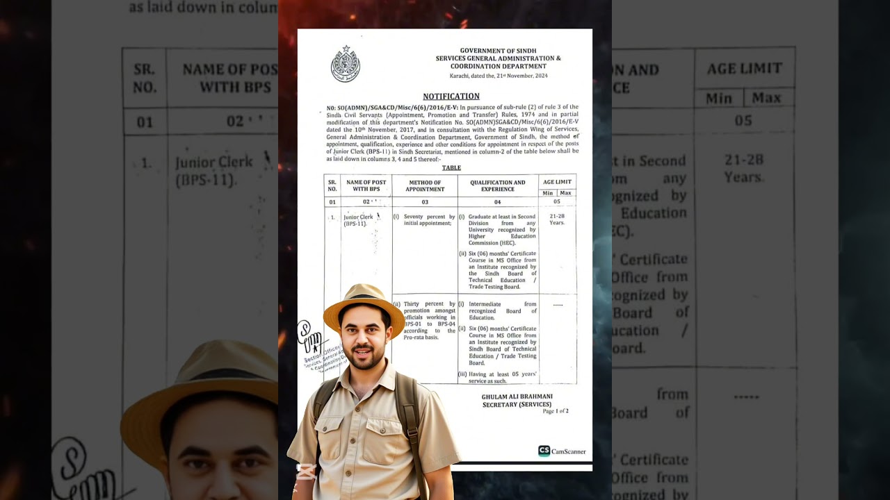 Sindh Government Junior Clerk (BPS-11) New Rules | Jobs 2025 
