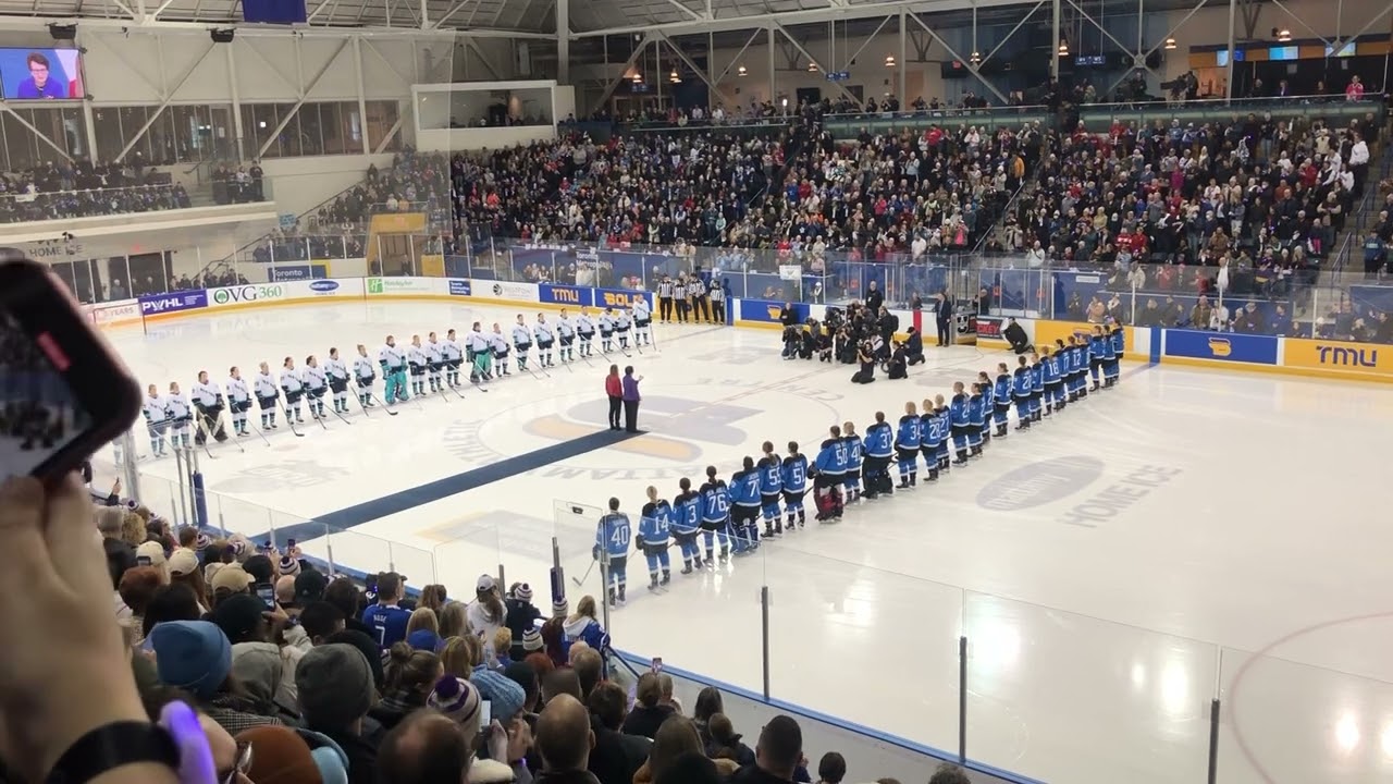 First Ever PWHL Puck Drop - Billie Jean King - January 1 2024, Mattamy Athletic Centre, Toronto