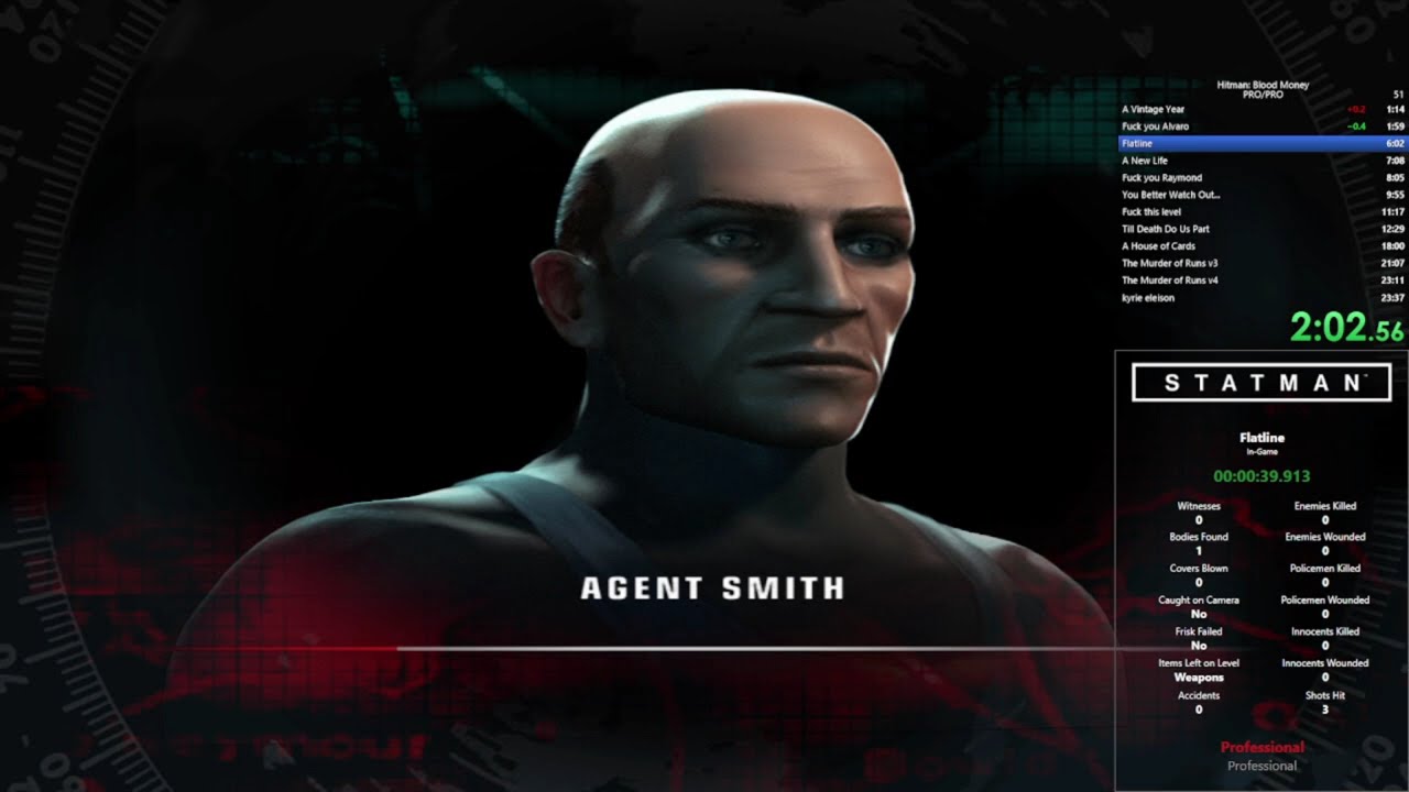 Hitman Blood Money PRO/PRO speedrun in 22:52 (PRO/Any% WR)