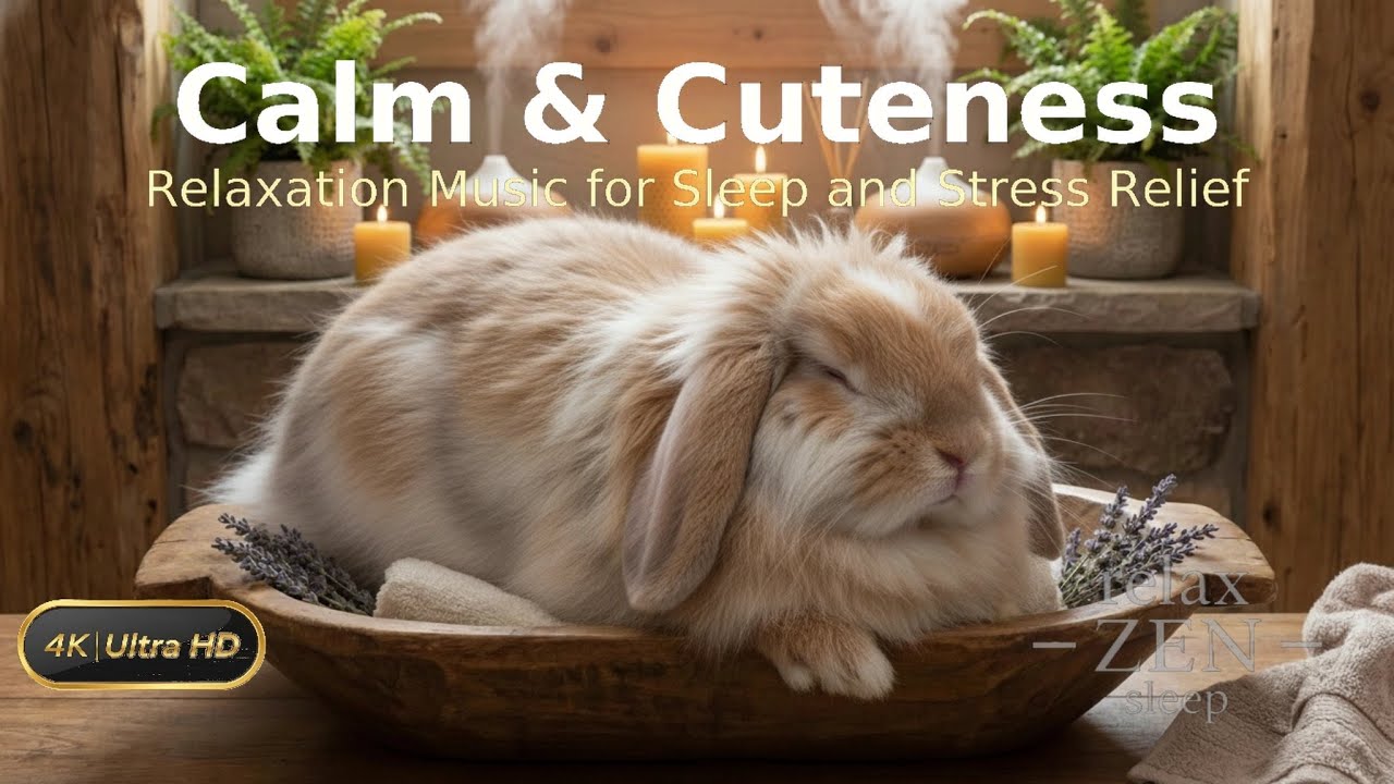 Relaxing Bunny Sleep 🐰 1 Hour Asian Spa Ambience Music (4K) | Deep Calm