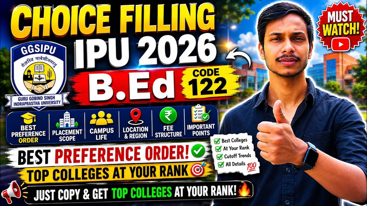 IPU bed 122 Choice Filling 2026 | IPU Counselling bed Preference Making best colleges For bed Delhi