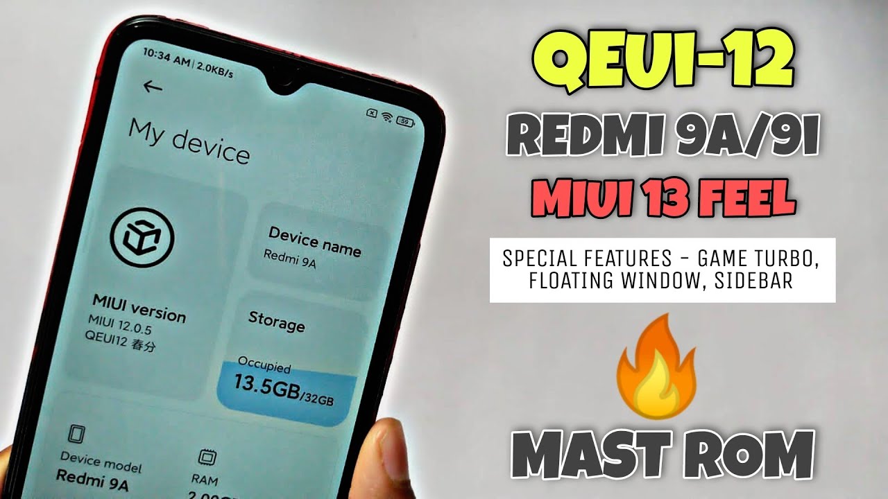 QEUI-12 | Best Miui Mod Rom for Redmi 9a/9i | Miui 13 Features | Special features | Mast rom