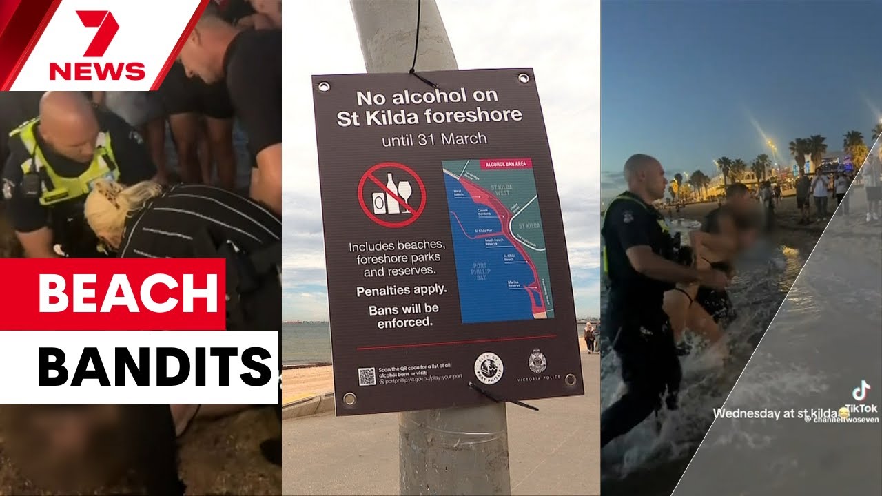 Foreshore frenzy - Teens run riot on the first hot night of the summer | 7NEWS