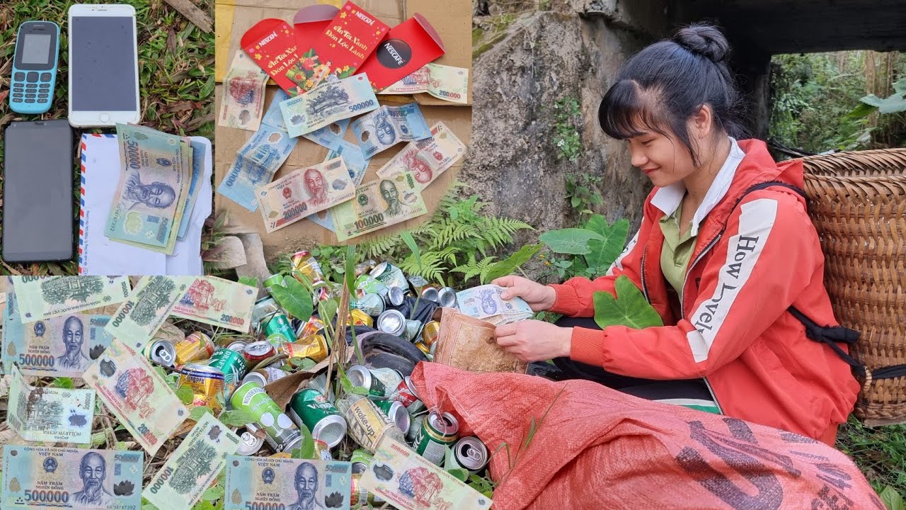 Full video about poor girl discovering a lot of money while picking up scrap | Tiểu Liễu-17yearold