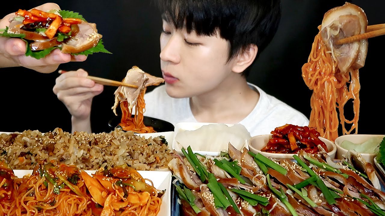 겨자소스 듬뿍 새콤달콤한 냉채족발에 비빔국수, 족발볶음밥!! Chilled Pigs' Feet Salad, Spicy Noodles 豚足の冷菜 Mukbang Eating Show