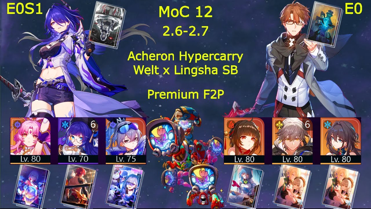 E0S1 Acheron Hypercarry & E0 Welt x Lingsha Super Break | MoC 12 | 2.6 - 2.7 Honkai Star Rail