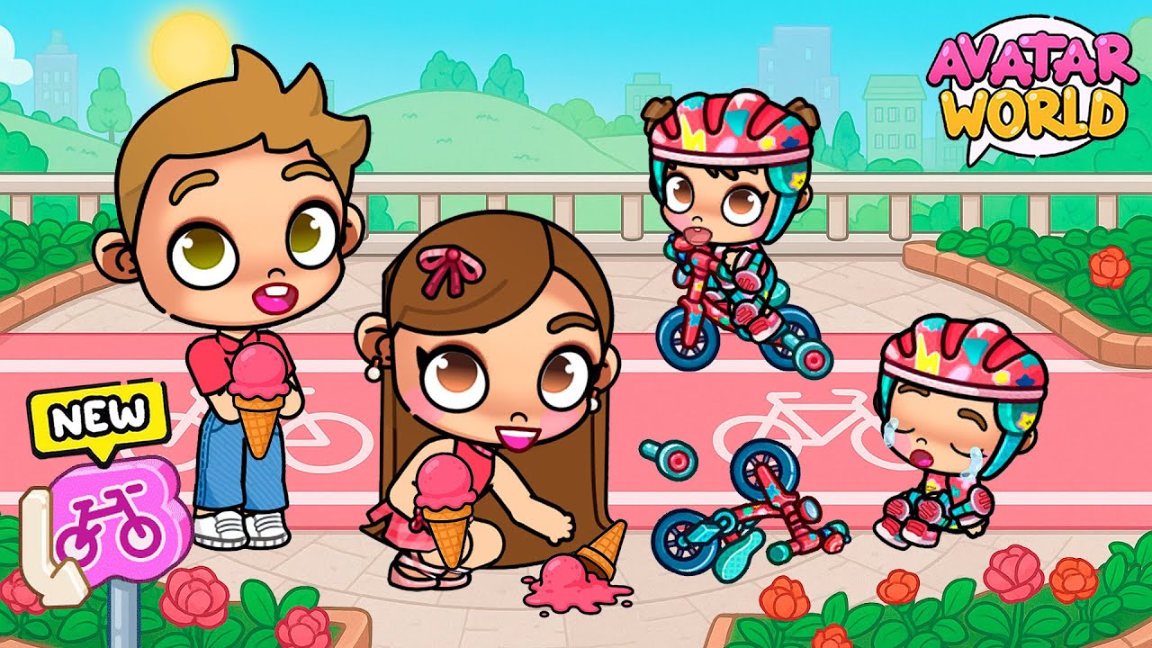 Enseño a mis Hijas a MONTAR EN BICI por PRIMERA VEZ 🚲 en Avatar World | Alicia Gameplays 🩷