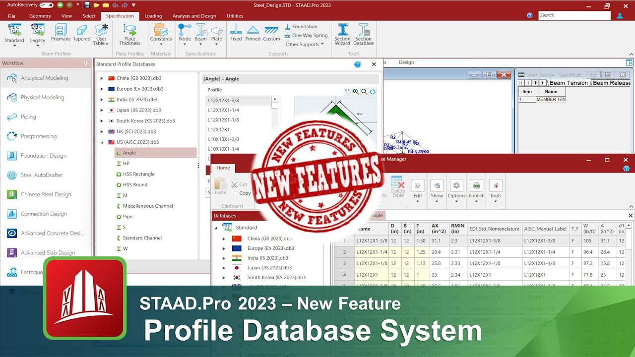 STAAD.Pro 2023 &mdash; Система базы данных профилей